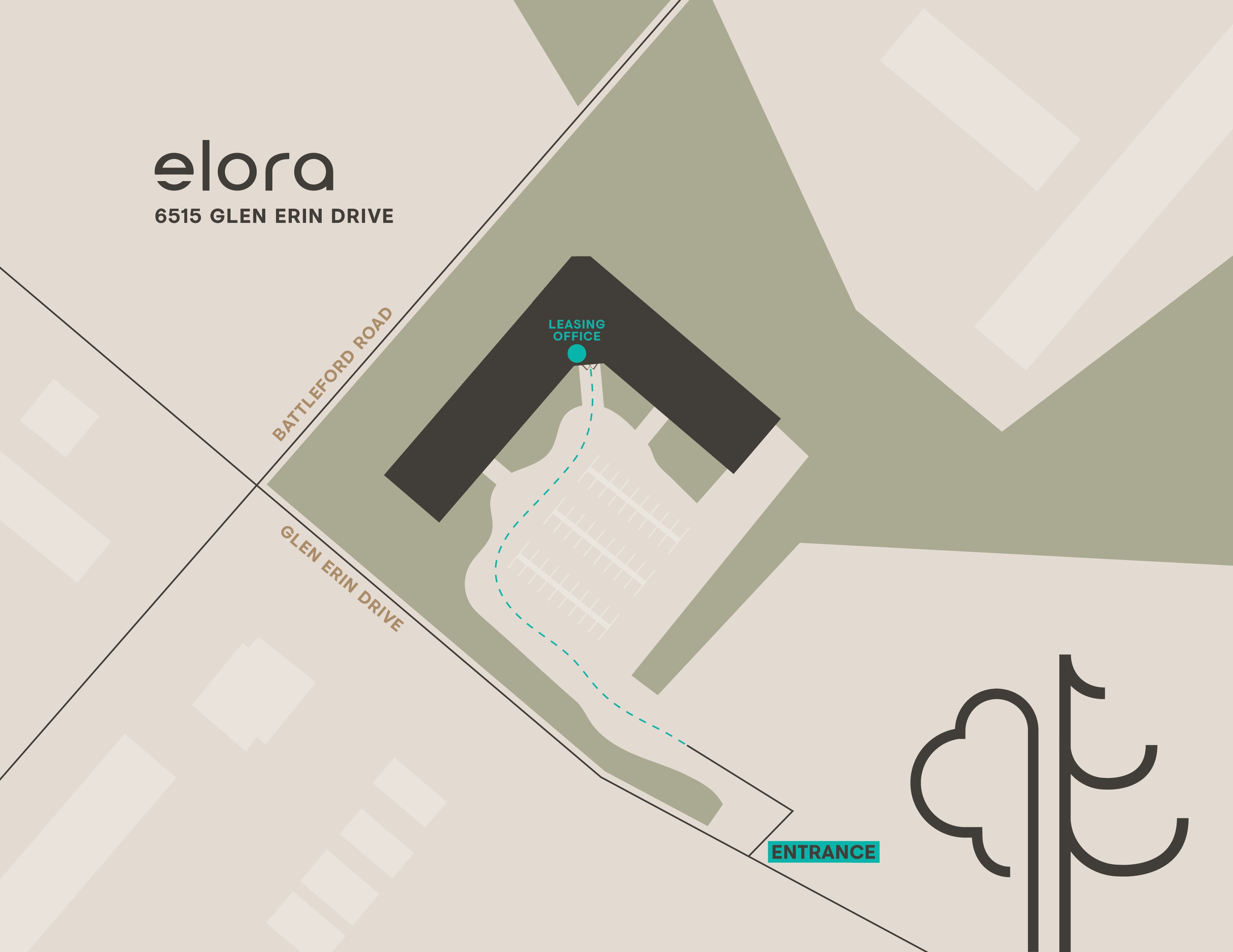 Elora Leasing Office on map.